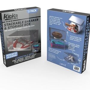 Set of 2 clear shoe display storage boxes